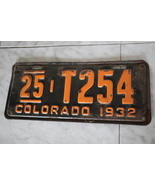 Vintage 1932 Colorado License Plate 25-T254 (single) - $149.99