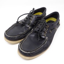 Polo Ralph Lauren Mens Soren Boat Shoes Black Yellow Size 11 D Leather Casual - $37.09