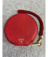 Fossil Women’s  Zip-up Coin Purse Red/Gold Round Leather - £25.44 GBP
