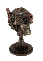 Bronze Copper Finished Steampunk Skull Statue - Gear Base - £75.18 GBP