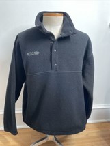 Vtg 90s Columbia Men XL Black Fleece Pullover 1/4 Snap Jacket USA - $31.15