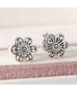 S925 Sterling Silver Floral Daisy Lace Stud Earrings - £11.30 GBP