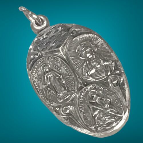 sterling silver St Christopher &amp; Sacred Heart Jesus Catholic Call Priest... - $62.99