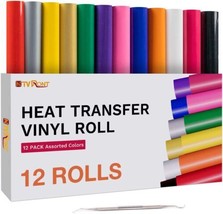 HTV Iron on Vinyl Rolls Heat Transfer Roll Bundle 12pcs Assorted Colors ... - £53.94 GBP