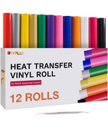 HTV Iron on Vinyl Rolls Heat Transfer Roll Bundle 12pcs Assorted Colors ... - £62.27 GBP