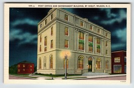 Post Office Government Building By Night Wilson North Carolina Postcard Unused - £8.20 GBP