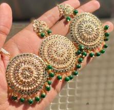 Kundan Indian Tikka Earrings Tika Jewelry Set Necklace Jadau Green New j250 - £30.96 GBP