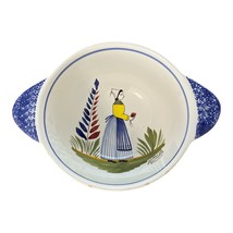 Keraluc Quimper France Handled Bowl | Breton Woman | Hand-Painted Potter... - $27.00