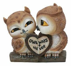 Ebros Valentines Kissing Love Owl Couple Decor Statue 2 Owls W/ Heart Sign - £23.90 GBP