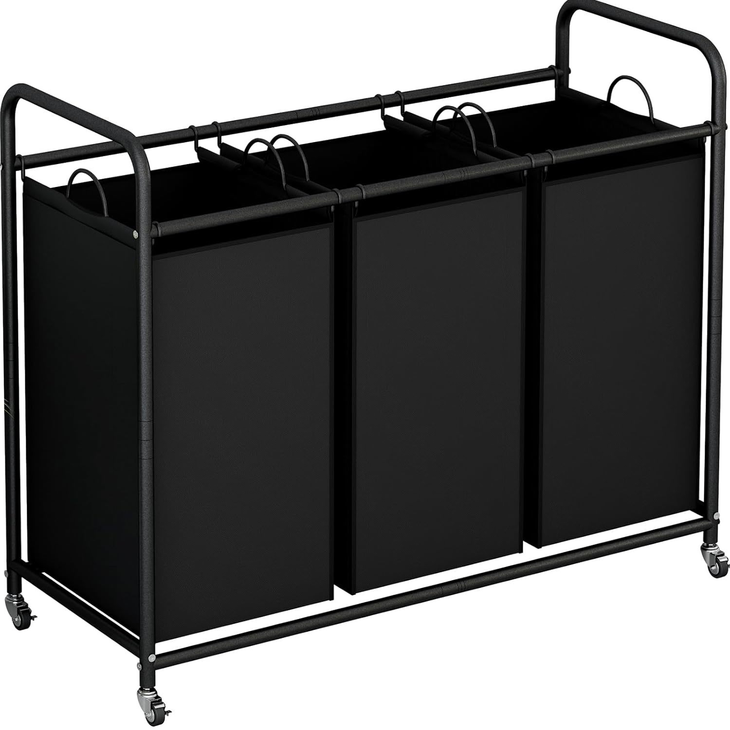 3-Bag Laundry Basket Hamper Laundry Sorter Cart Laundry Room Organization With H