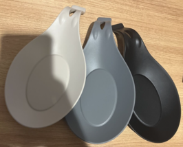 Silicone Spoon Rest  Set of 3  Black, Gray &amp; Beige NEW - £11.22 GBP