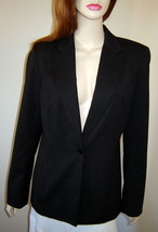 DKNY Elegant Black Pinstripe Contoured Stretch Wool Dress Jacket (8) NEW - $58.70
