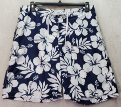 Old Navy Swim Trunks Board Shorts Men&#39;s Large Navy Floral Flat Front Dra... - £14.46 GBP
