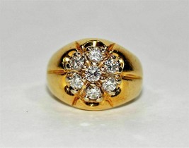 1.00 Ct Lab Created  Diamond 14k Yellow Gold Over Cluster Pinky Wedding Ring - £88.78 GBP