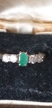 Vintage 1980-s 9 ct Gold Emerald and Zircon Ring Size UK N, US 6.5- Hall... - $193.05