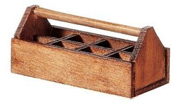 Dollhouse Miniature - Walnut Wooden Garden Tool Caddy Carrier - 1:12 Scale  - £6.42 GBP