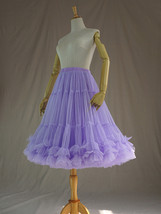 Burgundy Midi Tulle Skirt Outfit Women Custom Plus Size Full Fluffy Tulle Skirt image 14