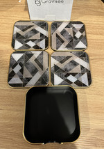 Coaster Set Pk of 4 Squared Shaped Absorbent Drink Coasters with Holder NEW - £12.50 GBP