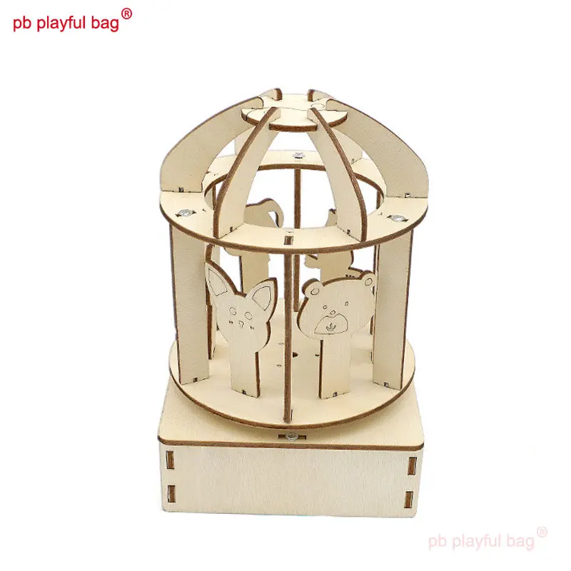 PB Playful Bag Handmade Carousel music box DIY science make wooden Building - £12.52 GBP