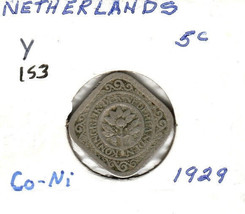 Netherlands 5 Cents, 1929, Copper-Nickel, KM 153 - £3.59 GBP