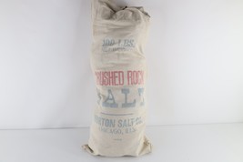 Vtg 20s 30s Distressed Morton Salt Co Crushed Rock Salt 100lb Bag Cloth ... - $44.50