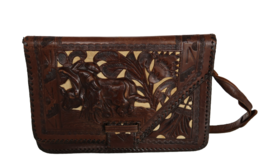 Large vintage tooled leather with matador &amp; bull relief scene - $49.99