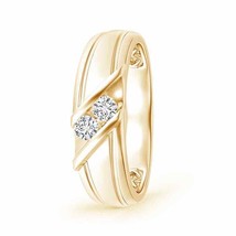 ANGARA Diagonal Two Stone Diamond Wedding Band in 14K Gold (HSI2, 0.25 Ctw) - £885.45 GBP