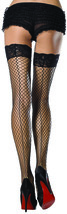 Leg Avenue Women&#39;s Stay Fishnet Thigh Highs with Backseam, Industrial Black, One - £56.16 GBP