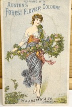 Victorian Trade Card Austen&#39;s Forest Flower Perfume Cologne Skowhegan Ma... - £140.75 GBP