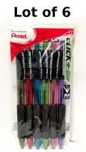 New Pentel Click-N-Go 6x6-PACKS Retractable Ballpoint Pen Black Ink Classroom - £7.76 GBP