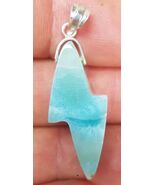 BLUE larimar handcarved 925 sterling silver Gemstone RAY pendant (l-117) - $563.50 MXN