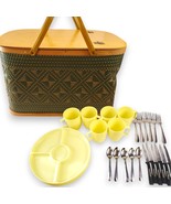 VTG Hawkeye Picnic Burlington Basket Company w/ Plates Cups &amp; Cutlery fo... - €43,80 EUR