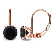 3CT Round Black Simulated Diamond Leverback Dangle Earrings 14K Rose Gold Plated - £51.55 GBP