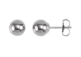 Ball stud earrings with bright finish Women&#39;s 14kt White Gold Earrings 341714 - £70.39 GBP