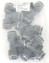 LOT OF 5 NEW PISCO PNEUMATICS PE-12 FITTINGS, TEE, 12MM, PE12 - $35.00