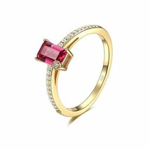 2.50Ct Baguette Cut Baguette Rubis Rouge Solitaire Diamant Femme Bague Or... - £52.29 GBP