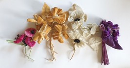 LOT of Vintage Fabrics Flower Corsage Handmade Embellishments Clothing Decor 6ea - £44.60 GBP