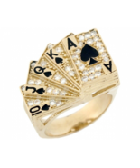 2.00 CT Rundschliff Künstlicher Diamant Herren Poker Card Ring 14k Gelbgold - $178.22 CAD