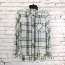 Universal Thread Top Womens XS Green Plaid Long Sleeve Collared Button Down - £8.32 GBP