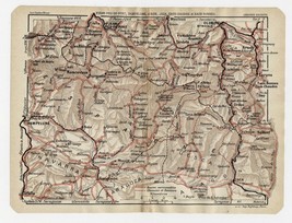 1926 Original Vintage Map Of Western Pyrenees France Pamplona Jaca Oloro Spain - £13.40 GBP