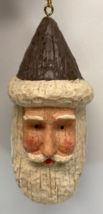 Santa Head 4.5 in Faux Wood Pine Cone Primitive Folk Christmas Holiday Ornament - £14.73 GBP