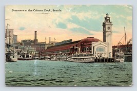 Steamers at Colman Dock Waterfront Seattle Washington WA 1914 DB Postcard Q7 - £4.06 GBP