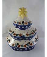Boleslawiec Polish Handmade Pottery Ceramic Christmas Tree Candle Holder... - $71.82 CAD