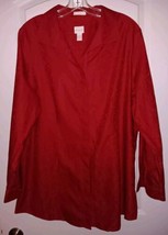 Chico&#39;s Size 3 (Xl) Red Jacquard Top, Button Front Tunic No-Iron  - £16.71 GBP