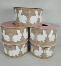 NEW lot of 5 Rolls Wire Edge Ribbon Easter Bunnies 1.5&quot; x 25&#39; - $14.85