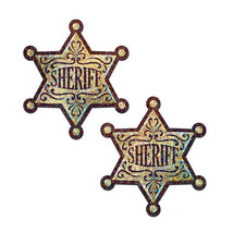 Pastease Sheriff Star: Glittering Golden Sheriff&#39;s Badge Nipple Pasties - £15.94 GBP