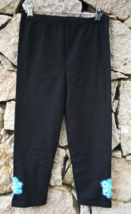 Black Cotton Cropped Leggings Embellished Capri 3/4 New L UK 12 EU 40 US 10 - £16.27 GBP