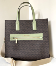 New Michael Kors Kenly Large Logo Tote Signature Brown / Light Sage Dust... - £104.39 GBP