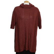 Eileen Fisher Cranberry Red Alpaca Silk Rib Turtleneck Long A-Line Sweater L - £95.61 GBP