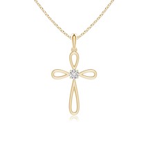 ANGARA Lab-Grown 0.05Ct Solitaire Diamond Bow Cross Pendant Necklace in 14K Gold - £306.04 GBP